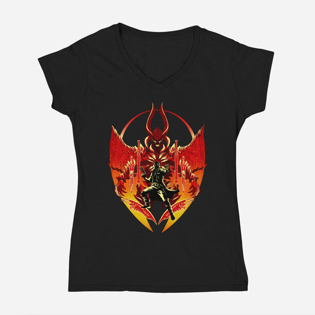 Dante Shadow Of Sparda-Womens-V-Neck-Tee-hypertwenty