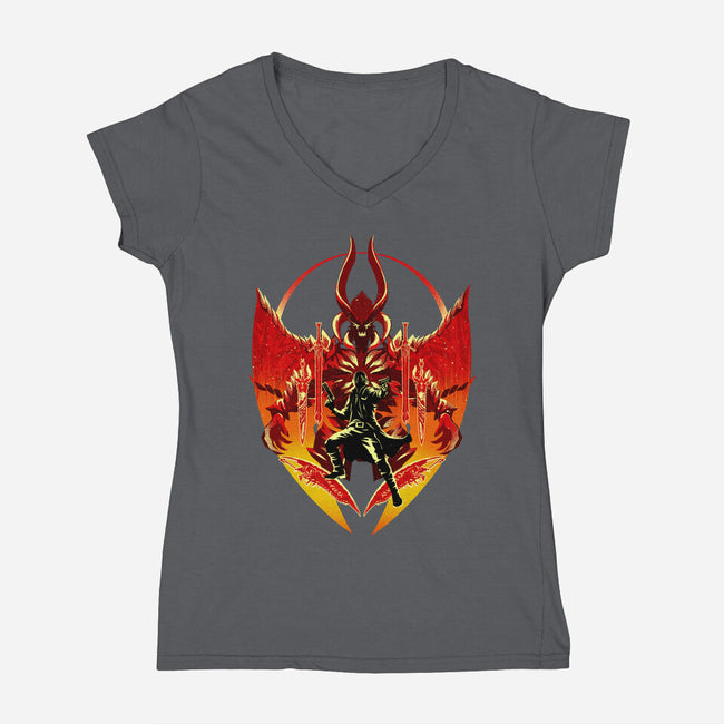 Dante Shadow Of Sparda-Womens-V-Neck-Tee-hypertwenty