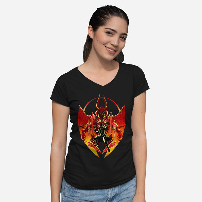 Dante Shadow Of Sparda-Womens-V-Neck-Tee-hypertwenty
