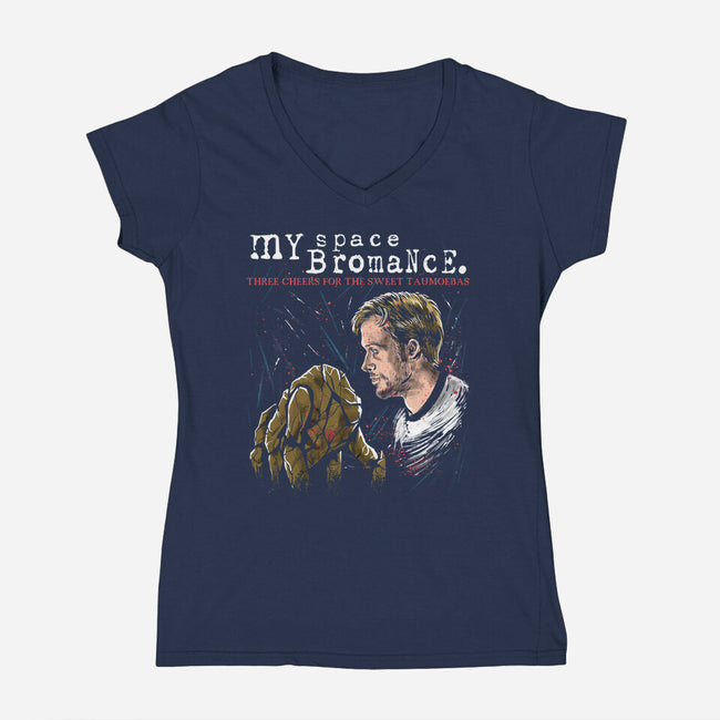 My Space Bromance-Womens-V-Neck-Tee-zascanauta