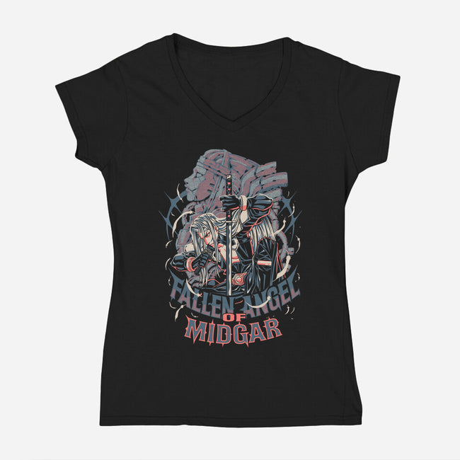 Fallen Angel Of Midgard-Womens-V-Neck-Tee-Estudio Horta