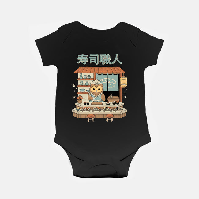 Owl Sushi Master-Baby-Basic-Onesie-GODZILLARGE