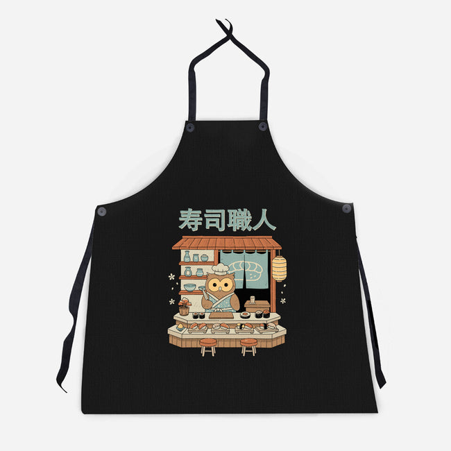 Owl Sushi Master-Unisex-Kitchen-Apron-GODZILLARGE