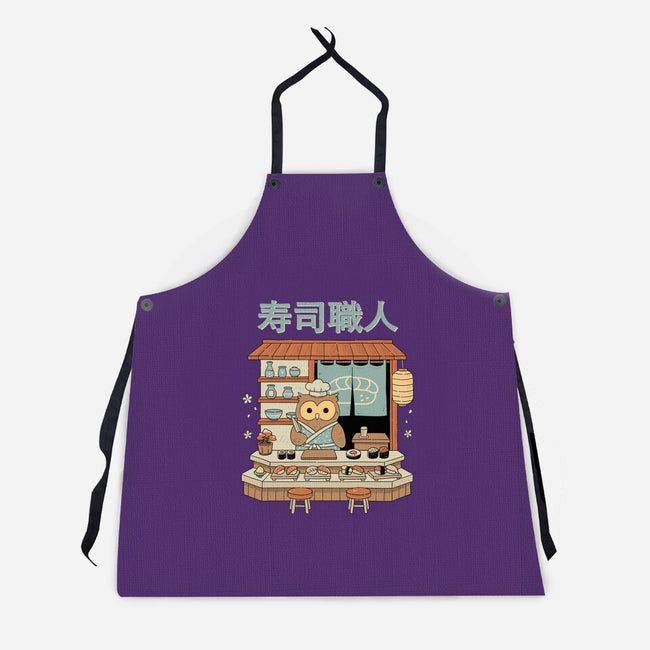 Owl Sushi Master-Unisex-Kitchen-Apron-GODZILLARGE