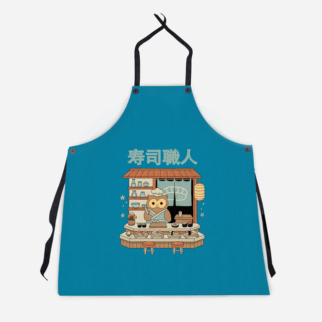 Owl Sushi Master-Unisex-Kitchen-Apron-GODZILLARGE