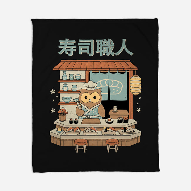 Owl Sushi Master-None-Fleece-Blanket-GODZILLARGE
