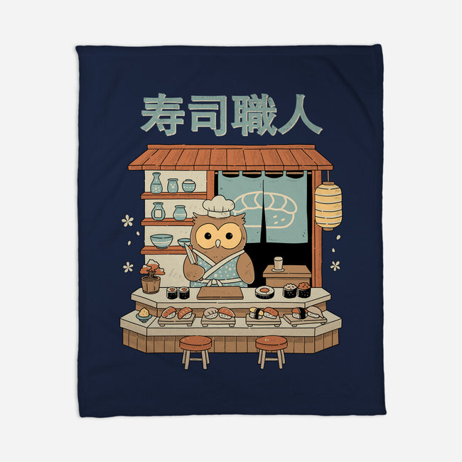 Owl Sushi Master-None-Fleece-Blanket-GODZILLARGE