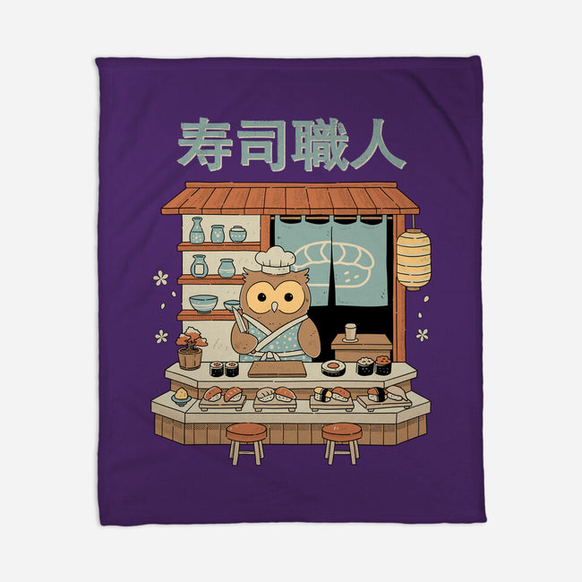 Owl Sushi Master-None-Fleece-Blanket-GODZILLARGE