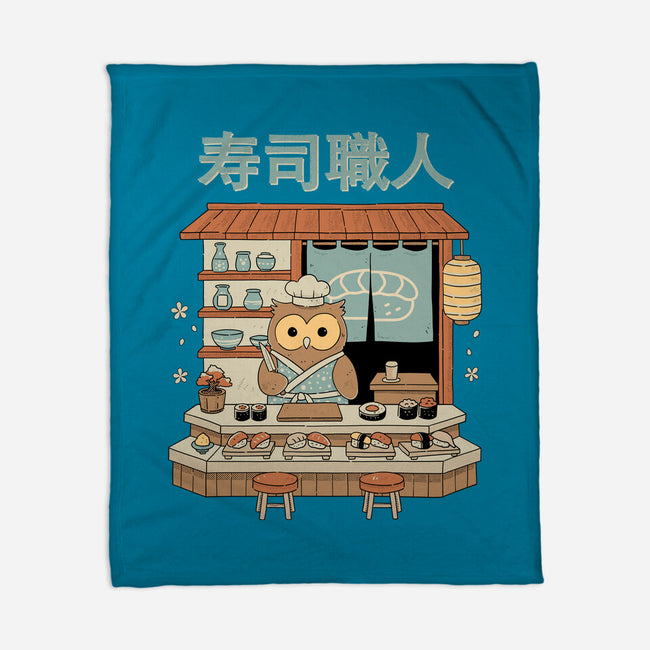 Owl Sushi Master-None-Fleece-Blanket-GODZILLARGE