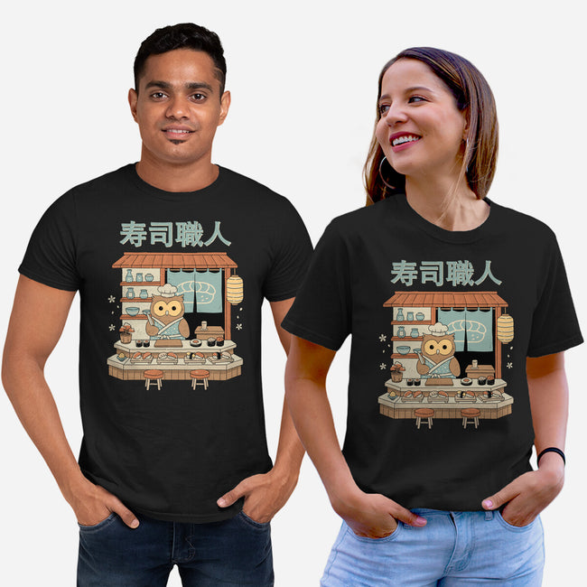 Owl Sushi Master-Unisex-Basic-Tee-GODZILLARGE
