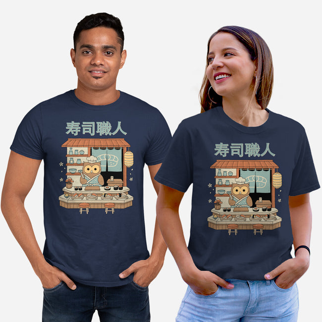Owl Sushi Master-Unisex-Basic-Tee-GODZILLARGE