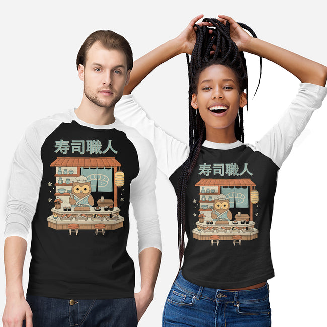 Owl Sushi Master-Unisex-Baseball-Tee-GODZILLARGE