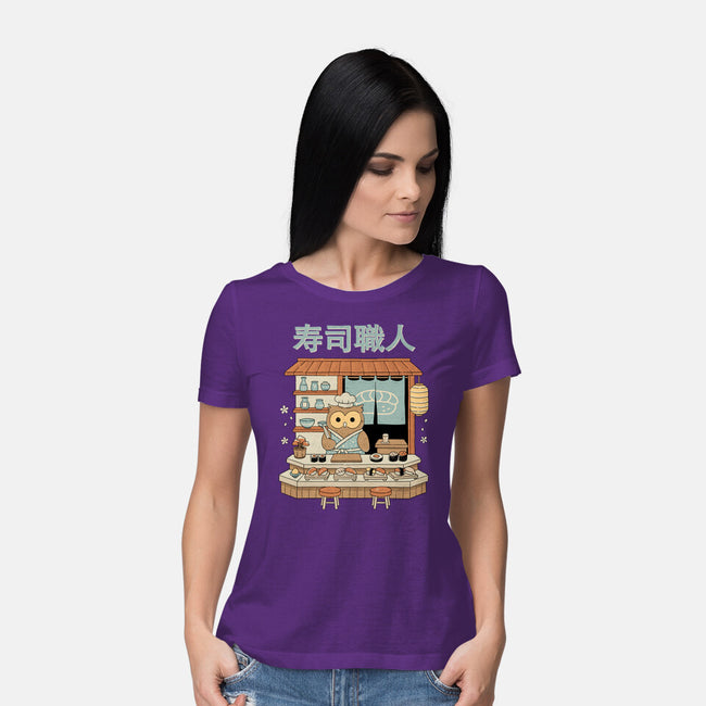 Owl Sushi Master-Womens-Basic-Tee-GODZILLARGE