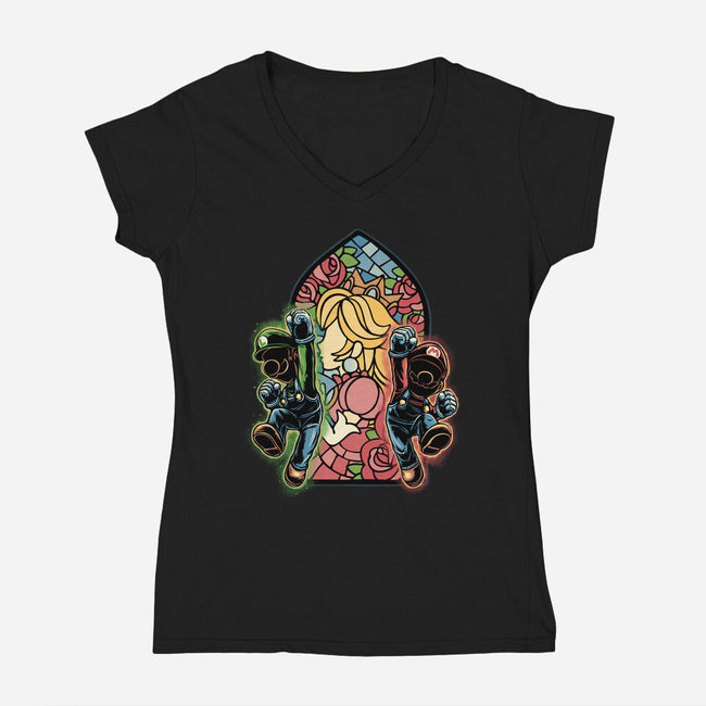 Stained Glass Of Hope-Womens-V-Neck-Tee-glitchygorilla