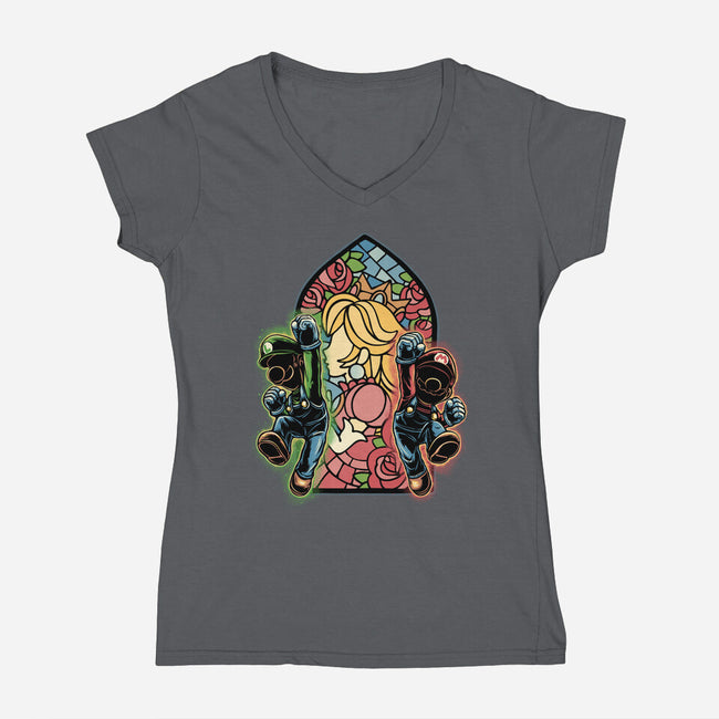 Stained Glass Of Hope-Womens-V-Neck-Tee-glitchygorilla