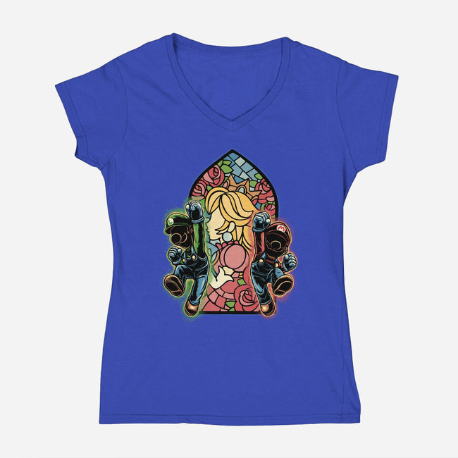 Stained Glass Of Hope-Womens-V-Neck-Tee-glitchygorilla