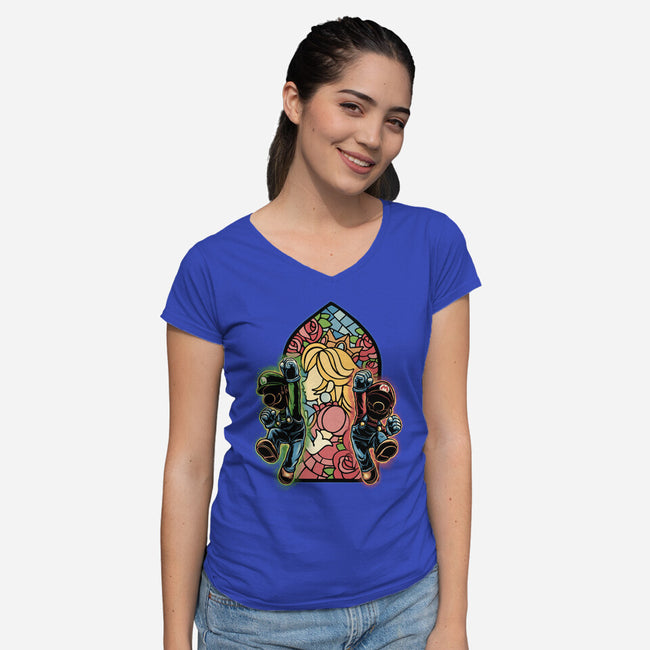 Stained Glass Of Hope-Womens-V-Neck-Tee-glitchygorilla