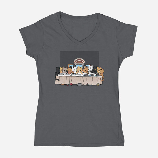 Last Dinner Kittens-Womens-V-Neck-Tee-Vallina84