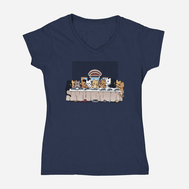 Last Dinner Kittens-Womens-V-Neck-Tee-Vallina84