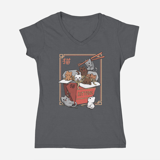 Kittens Food-Womens-V-Neck-Tee-Vallina84