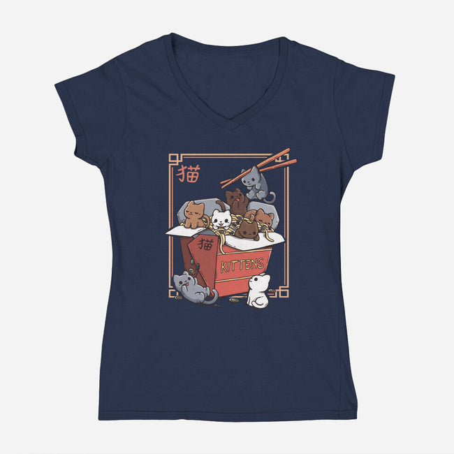Kittens Food-Womens-V-Neck-Tee-Vallina84