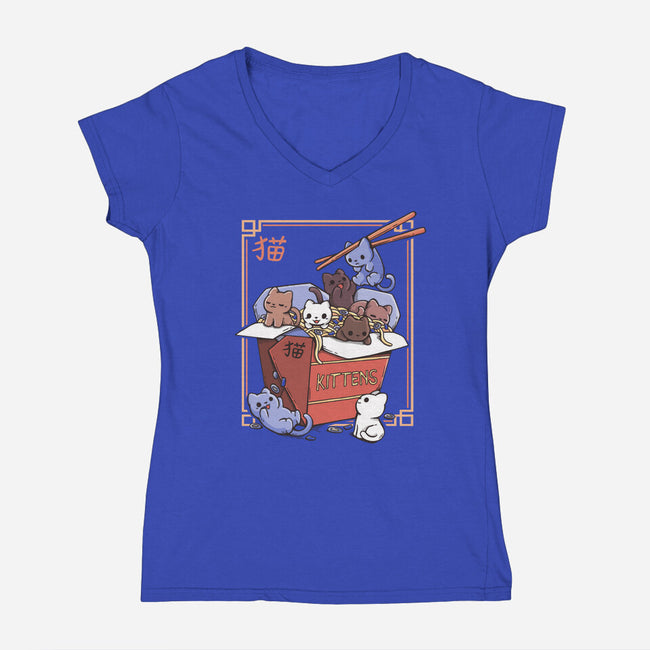 Kittens Food-Womens-V-Neck-Tee-Vallina84