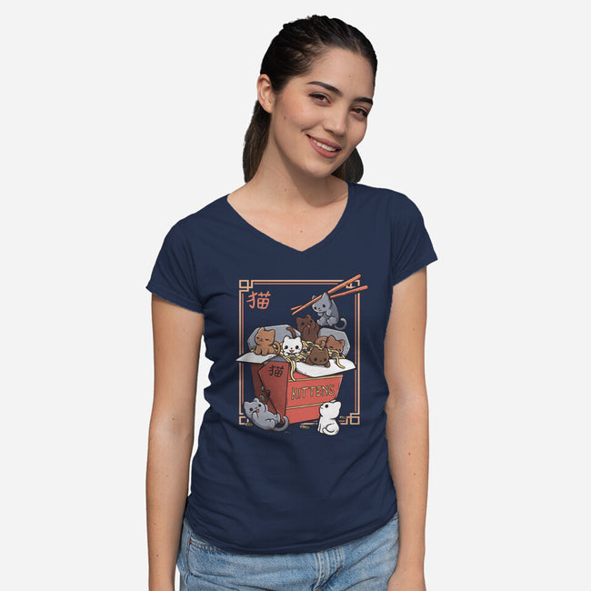 Kittens Food-Womens-V-Neck-Tee-Vallina84