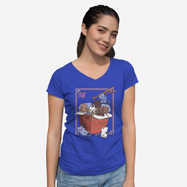 Kittens Food-Womens-V-Neck-Tee-Vallina84