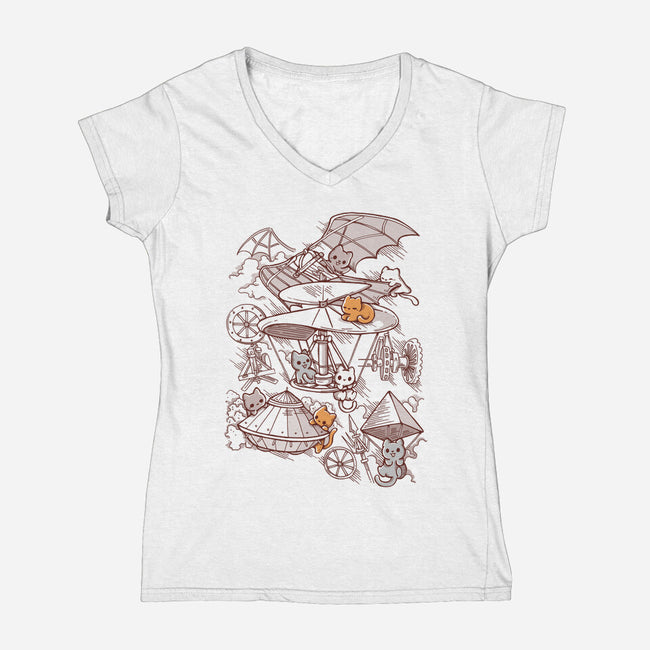 Art Kittens-Womens-V-Neck-Tee-Vallina84
