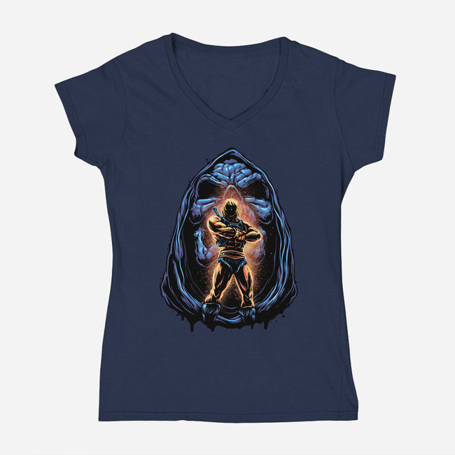 Shining Aura Of Power-Womens-V-Neck-Tee-glitchygorilla
