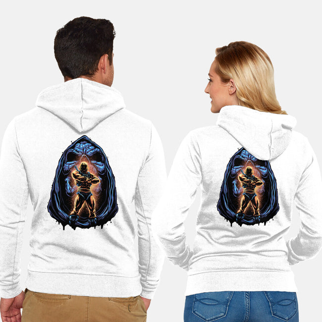 Shining Aura Of Power-Unisex-Zip-Up-Sweatshirt-glitchygorilla