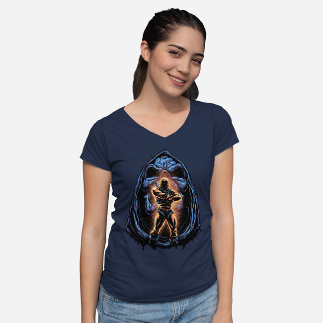 Shining Aura Of Power-Womens-V-Neck-Tee-glitchygorilla