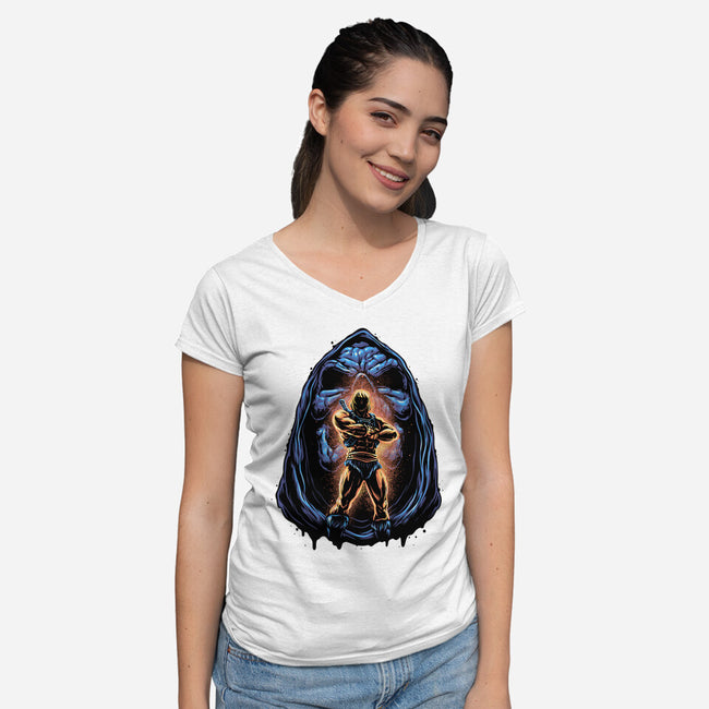 Shining Aura Of Power-Womens-V-Neck-Tee-glitchygorilla