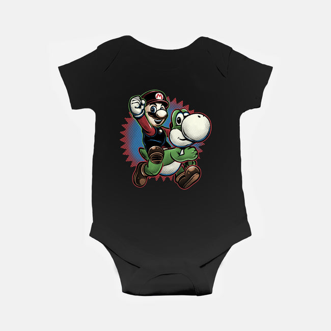 Ride The Green Dino-Baby-Basic-Onesie-glitchygorilla