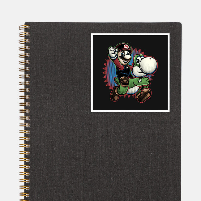 Ride The Green Dino-None-Glossy-Sticker-glitchygorilla