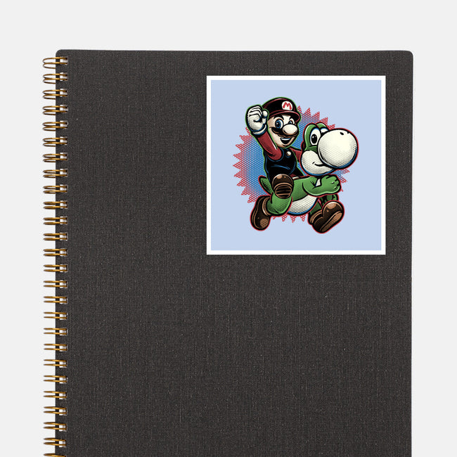 Ride The Green Dino-None-Glossy-Sticker-glitchygorilla