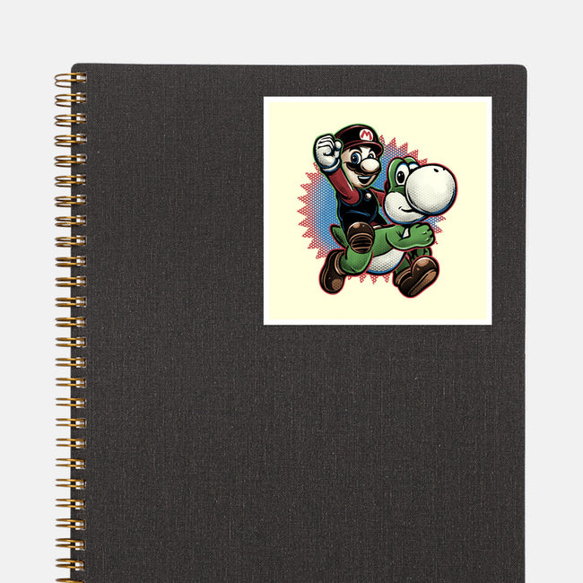 Ride The Green Dino-None-Glossy-Sticker-glitchygorilla
