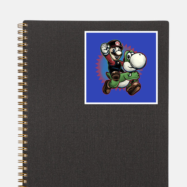Ride The Green Dino-None-Glossy-Sticker-glitchygorilla