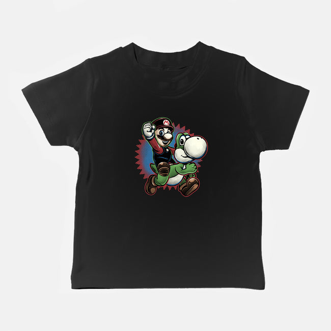 Ride The Green Dino-Baby-Basic-Tee-glitchygorilla