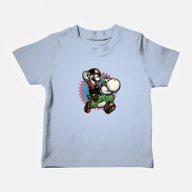 Ride The Green Dino-Baby-Basic-Tee-glitchygorilla