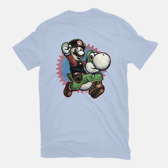 Ride The Green Dino-Mens-Heavyweight-Tee-glitchygorilla