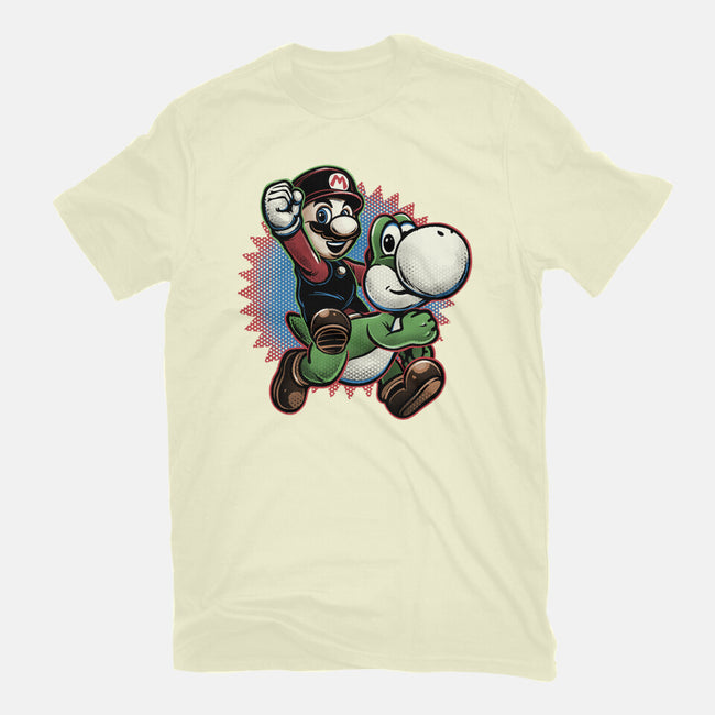 Ride The Green Dino-Mens-Basic-Tee-glitchygorilla