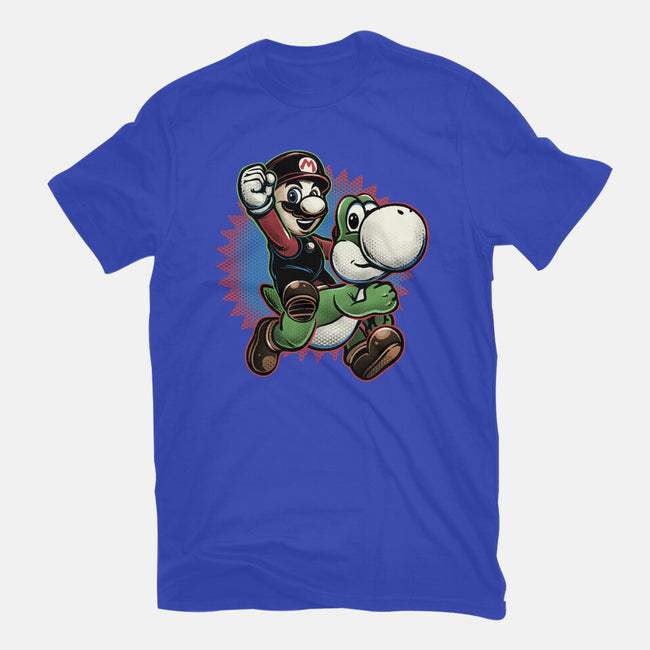 Ride The Green Dino-Mens-Basic-Tee-glitchygorilla