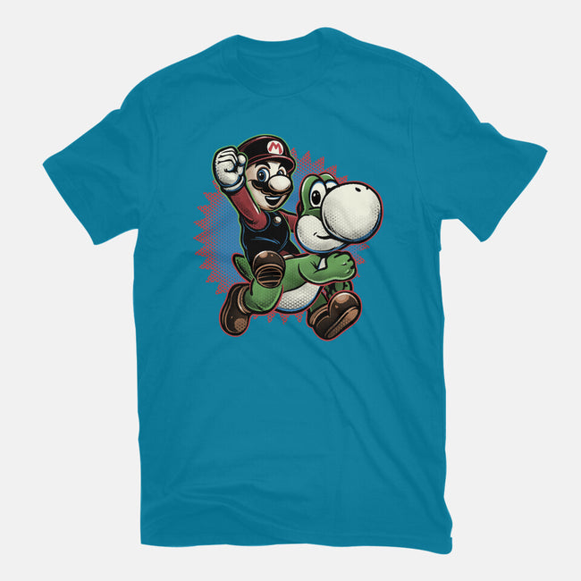 Ride The Green Dino-Womens-Fitted-Tee-glitchygorilla
