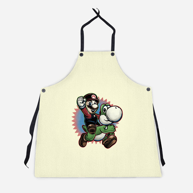 Ride The Green Dino-Unisex-Kitchen-Apron-glitchygorilla