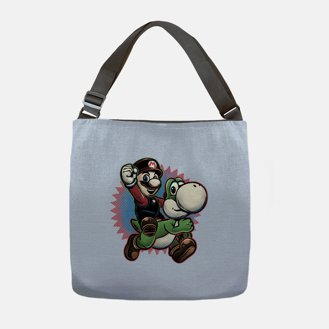 Ride The Green Dino-None-Adjustable Tote-Bag-glitchygorilla