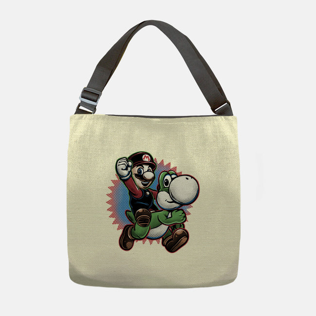 Ride The Green Dino-None-Adjustable Tote-Bag-glitchygorilla