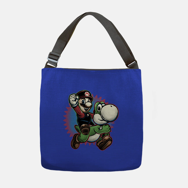 Ride The Green Dino-None-Adjustable Tote-Bag-glitchygorilla