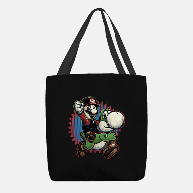 Ride The Green Dino-None-Basic Tote-Bag-glitchygorilla