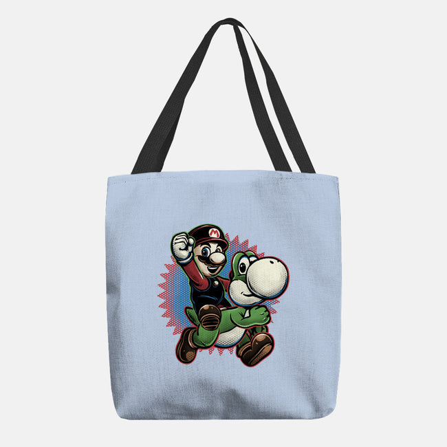 Ride The Green Dino-None-Basic Tote-Bag-glitchygorilla